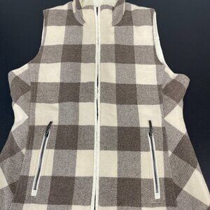Pendelton Women's Wool Reversable Cream/Brown Vest w/ Pockets Size Med